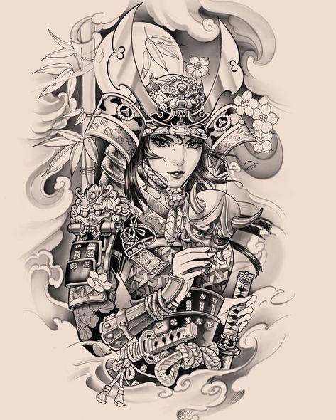 Cindy Liu on Instagram: “Female samurai in progress 😛” Female Samurai Tattoo Geishas, Geisha Art Tattoo, Female Samurai Tattoo Design, Geisha Back Tattoo, Geisha Warrior Tattoo, Japanese Tattoo Art Geisha, Female Samurai Tattoo, Geisha Warrior, Japanese Geisha Tattoo