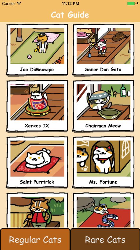 Rare Cats for Neko Atsume - Kitty Collector Guide #youae#Guide#zhao#Reference Neko Atsume Cats, Neko Atsume Kitty Collector, Kitty Collector, Cat Game, Pusheen Cute, Bullet Journal 2020, Neko Atsume, Rare Cats, Neko Cat