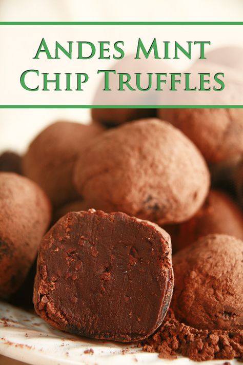 Andes Mint Chip Truffles - Fun Fact: Andes Baking Chips are a quick and easy medium for making mint truffles. Customize these to your tastes! Making Truffles, Mint Truffles, Truffles Recipes, Truffle Recipe Easy, Chocolate Truffles Recipe, Homemade Dark Chocolate, Chocolate Covered Espresso Beans, Homemade Truffles, Good Foundation