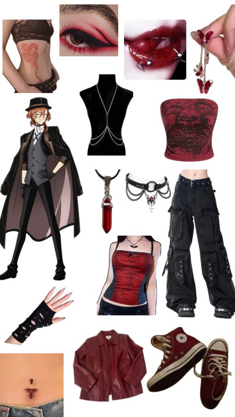 Chuuya Style Outfit, Chuuya Inspired Outfit, Bsd Outfit Ideas, Chuuya Outfit, Bsd Outfits, Rich Aunt, Inspired Clothes, Themed Outfits, Clothing Styles