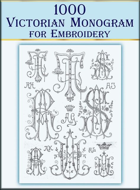 1000 Victorian Vintage Monogram Fonts Hand Embroidery Designs - Etsy Victorian Monogram, Hand Embroidery Letters, Vintage Embroidery Transfers, Monogram Embroidery, Pattern Stamping, Embroidery Alphabet, Embroidery Letters, Embroidery Book, Embroidery Transfers