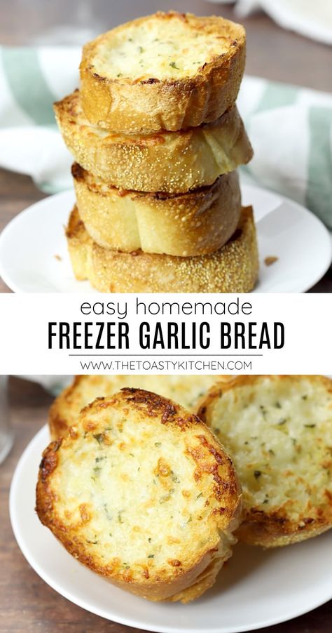 Freezer Garlic Bread, Garlic Butter Spread, Frozen Garlic Bread, Make Garlic Bread, Homemade Garlic Bread, Freezer Meal Planning, Homemade Bread Recipes Easy, Garlic Cheese Bread, Garlic Bread Recipe