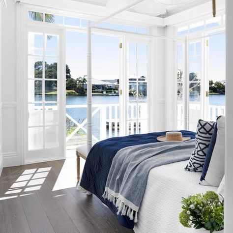 Home Beautiful (@homebeautiful) • Instagram photos and videos Hamptons Bedroom, Hamptons Style Home, Provincial Home, Villa Style, Hamptons House, Hamptons Style, Waterfront Homes, Main Bedroom, Formal Living Rooms