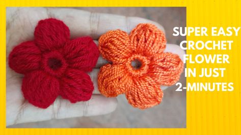 Crochet Flower Pedals, Puff Flower, Crochet Puff Flower, Super Easy Crochet, Flower Pedals, Micro Crochet, Crochet Flowers Easy, Crocheted Flower, Crochet Tips