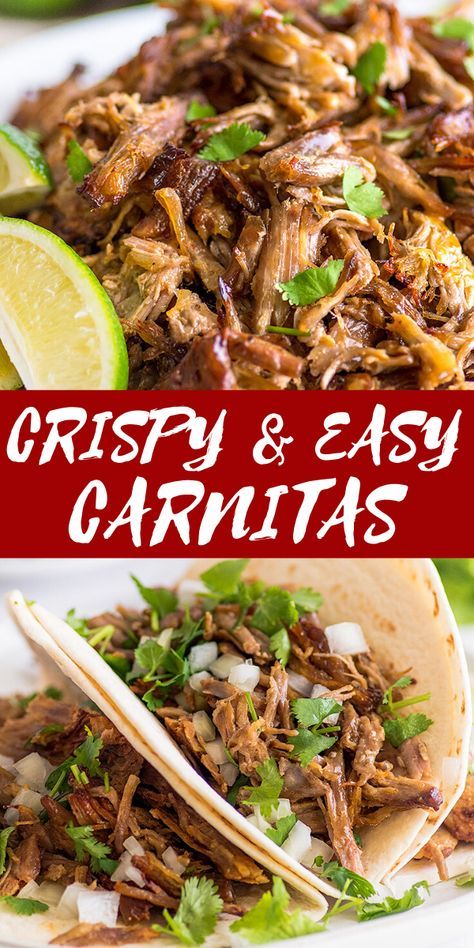 This Easy Carnitas Recipe makes amazing carnitas: rich, tender shredded pork with crispy, crunchy edges, perfect for tacos, burritos, or just eating by the forkful. Post includes step-by-step instructions and everything you ever wanted to know about making carnitas. Carnitas Enchiladas, Easy Pork Carnitas, Easy Carnitas, Mexican Pork Recipes, Baking Mischief, Pork Carnitas Recipe, Spanish Foods, Mexican Pork, Easy Foods