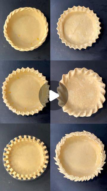 Denise Marchessault on Instagram: "Crimping makes your pie even more special. 

The key is symmetry: strive to keep your pastry’s edges as uniform as possible. 

Experiment with different trims or cut-outs and if your pastry becomes too soft to manage, simply chill the dough and try again. 

Remember, there are no rules when it comes to crimping – just enjoy the process!" Pie Crimping Ideas, Pie Crust Decorations Ideas, Cream Pie Decorating Ideas, Pie Crust Shapes, Decorate Pie Crust, Pie Crust Decorations, Pie Edges Ideas, Pie Crust Crimping Designs, How To Flute Pie Edges