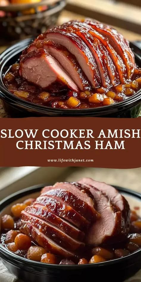 Ham In The Crock Pot Recipes, Slow Cooker Amish Christmas Ham, Xmas Ham Recipes, Amish Holiday Hero, Christmas Ham Recipes Slow Cooker, Crockpot Ham Dinner Recipes, Crock Pot Christmas Ham, Cooking A Ham In A Crockpot, Christmas Crock Pot Recipes