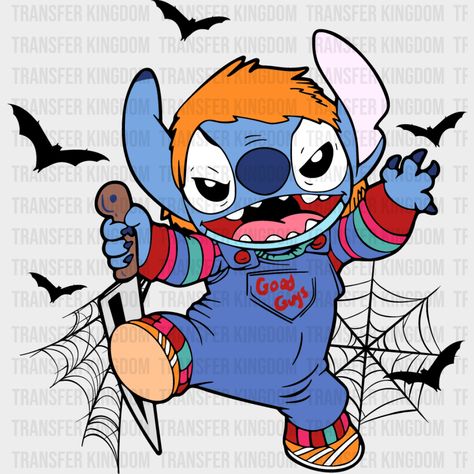 Disney Stitch Halloween Chucky Design - Dtf Heat Transfer Unisex S & M ( 10 ) Stitch Svg, Stitch Halloween, Lilo And Stitch Drawings, Halloween Wallpaper Cute, Custom Party Invitations, Stitch Drawing, Svg Summer, Friends Font, Halloween Painting