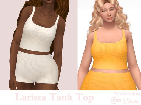 Knitted short tank top with ribbed part - 47 swatches Sims 4 Cc Tank Top, Ts4 Tank Top, Sims Tank Top, Sims 4 Cc Female Tank Top, Sims 4 Tank Top Maxis Match, Lori Dress, Short Tank Top, Yellow Tank Top, Sims 4 Mm Cc