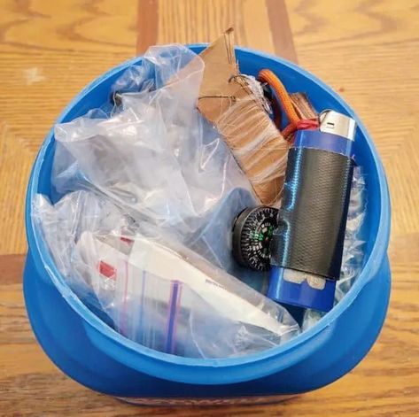 Plastic Coffee Containers, Survival Cache, Survival Kit Items, Reuse Containers, Water Purification Tablets, Space Blanket, Bug Out Bags, Bic Lighter, Penny Pincher