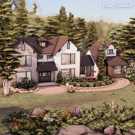 (1) Nina Schmidt on X: "MODERN COTTAGE HOUSE 🍄 https://t.co/AmPlTdAcG8 #TheSims #TheSims4 #ShowUsYourBuilds https://t.co/P2bTrBgata" / X Book Nook Kit, The Sims 4 Lots, Fixer Upper House, Sims 4 House Design, Sims Building, Sims House Design, Sims 4 Collections, Modern Cottage, Cottage House