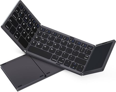 Elevate your on-the-go setup with our tri-folding portable wireless keyboard with a touchpad. Compact, versatile, and perfect for travel. #PortableKeyboard #WirelessTech #Touchpad #TravelReady #productivity #techgadgets Macbook Keyboard Cover, Apple Keyboard, Keyboard With Touchpad, Macbook Keyboard, Portable Keyboard, Numeric Keypad, Microsoft Surface Pro, Keyboard Case, Wireless Keyboard