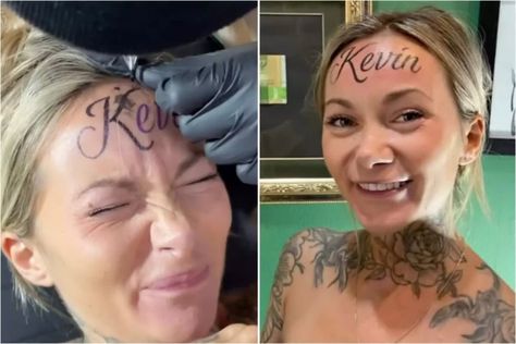 Boyfriend's name tattoo on the forehead: It's amazing what adults will do for a little attention on social media — recently, an influencer claimed to have tattooed her boyfriend's name on her forehead. To see more click here: #SocialMediaStunts #FakeTattooReveal #InfluencerHoax #AttentionSeeking #ExpressingLove #SocialMediaInfluence #BodyArtExperience #MediaResponsibility #TattooRemoval #InternetGullibility Boyfriend Name Tattoos, Boyfriend Names, Attention Seeking, Tattoo Removal, Name Tattoo, Fake Tattoos, Tattoo On, Body Art, Click Here