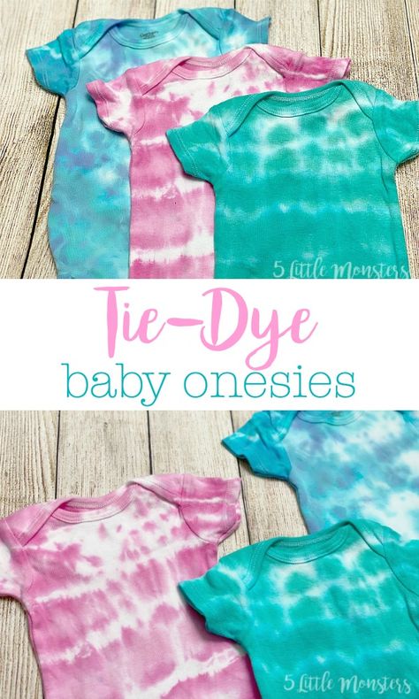 Tie dyed baby onesies are cute, fun, and colorful, and they are also easy to make. The best part is seeing how they turn out when you finish. Tie Dye Onesies Patterns, How To Tie Dye Onesies, Tye Dye Onesie Station, Tye Dye Onesie Diy, Tie Dye Onesie Station, Tie Dye Onesie Diy, Tie Dye Baby Onesies, Tye Dye Onesie, Tie Dye Onesies