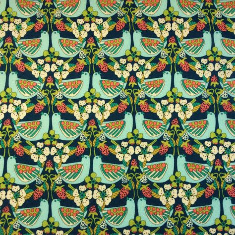 NEW PRINT! Strawberry Feast A Liberty Fabric tana lawn creamy white blue orange red green birds bird (25,4 cm x 25,4 cm) The Weavers Mill 14th Dalai Lama, Green Birds, Liberty Love, 70s Nostalgia, Bow Fabric, Liberty Art Fabrics, Liberty Art, Liberty Tana Lawn, Liberty Of London Fabric