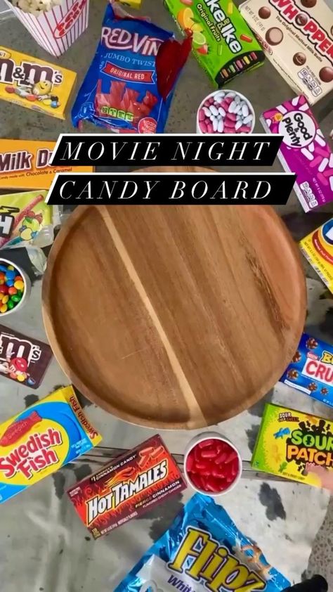 Movie Night Snack Ideas | Movie night food, Movie night snacks, Candy board Movie Candy Charcuterie Board, Charcuterie Movie Night, Movie Night Board Ideas, Movie Night Charcuterie Board Ideas, Charcuterie Board For Teens, Movie Charcuterie Board, Teen Charcuterie Board, Food Movie Night, Movie Night Charcuterie Board