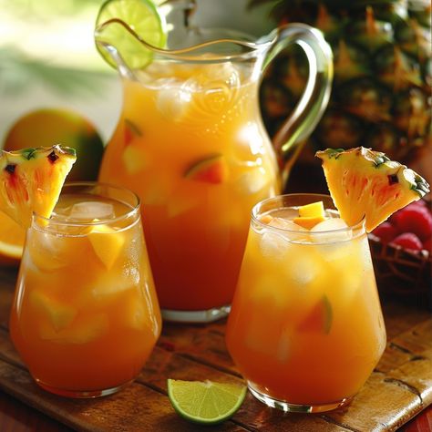 🍹 Sip into paradise with this Caribbean Rum Punch! 🍹🌴 #CaribbeanRumPunch #TropicalVibes Caribbean Rum Punch Ingredients: Dark rum (1 cup) Light rum (1 cup) Pineapple juice (2 cups) Orange juice (2 cups) Grenadine (1/4 cup) Lime juice (1/4 cup) Simple syrup (1/4 cup) Fresh fruit slices (for garnish) Ice (as needed) Instructions: In a large pitcher, combine dark rum, light rum, pineapple juice, orange juice, grenadine, lime juice, and simple syrup. Stir well to mix. Fill glasses with ice an... Caribbean Rum Punch, Twist Recipes, Instagram Recipes, Caribbean Rum, Twisted Recipes, Fruit Slices, Light Rum, Rum Punch, Fruit Slice