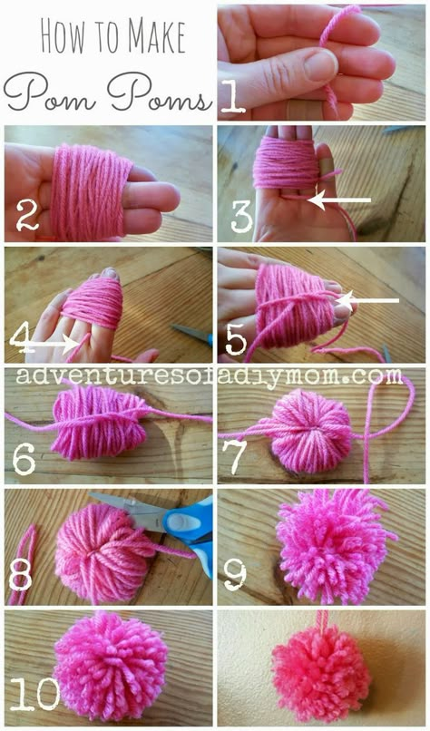 How to Make Pom Poms from Yarn |Adventures of a DIY Mom This. Juleverksted For Barn, Yarn Pom Poms, Diy Pom Poms, Diy Jul, Pom Pom Rug, How To Make A Pom Pom, Kraf Diy, Pom Pom Crafts, Yarn Pom Pom