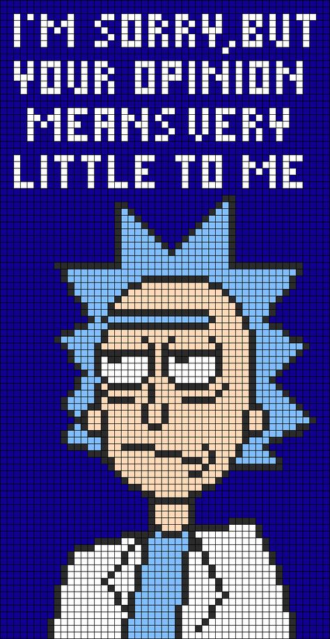 Rick And Morty Pixel Art, Rick And Morty Pattern, Timmy Turner, Crochet Graph, Graph Crochet, Easy Pixel Art, Pixel Art Templates, Rick Y Morty, Pixel Crochet