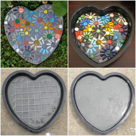 Mosaic Stepping Stone! Painted Stepping Stones, Mosaic Stepping Stone, Small Patterns, Hantverk Diy, Stepping Stones Diy, Mosaic Stepping Stones, Garden Stepping Stones, Concrete Crafts, Stones Diy