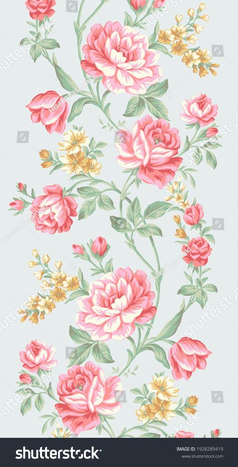 Floral Stripe Elegant Rose Pink Stock Illustration 1928289419 | Shutterstock Abstract Watercolor Flower, Digital Graphics Art, Flower Clip Art, Mughal Art Paintings, Botanical Flower Art, Floral Textile, Flower Drawing Design, Print Design Art, Textile Prints Design