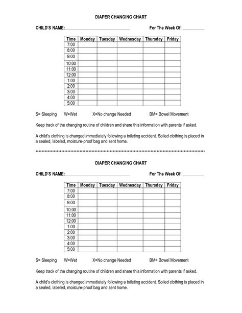 Diaper-Changing Chart Template Bowel Movement Chart, Nanny Binder, Babysitter Checklist, Diaper Change Chart, Daycare Logo, Diaper Chart, Daycare Business Plan, Daycare Organization, Daily Report