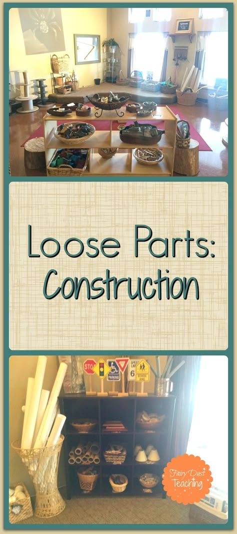 This week I was reviewing The Art of Loose Parts Master Workshop and  had to share some of the amazing loose parts.  Get all the details on my blog @ www,fairydustteaching.com! Loose Parts Construction, Loose Parts Block Area, Construction Loose Parts, Montessori Block Area, Loose Parts Construction Area, Reggio Block Area, Loose Parts Area, Beautiful Classroom, Fairy Dust Teaching