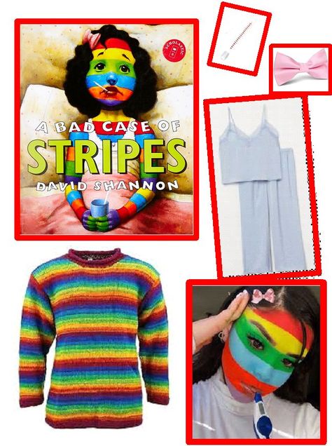 Case Of The Stripes Costume, Bad Case Of Stripes Costume, Literature Costumes, Case Of The Stripes, Teaching Prek, Bad Case Of Stripes, David Shannon, Book Character Day, Costumes Diy