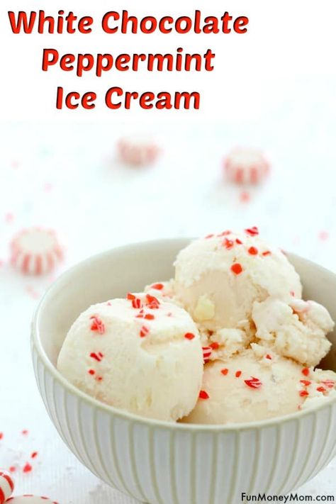 Peppermint Ice Cream - Love peppermint? How about white chocolate? This no churn ice cream recipe combines the best of both worlds and is the perfect dessert any time of year! #icecream #icecreamrecipe #whitechocolate #nochurnicecream #dessert #peppermint Christmas Ice Cream Recipes, Minty Desserts, Chocolate Meringue Cookies, Recipes Unique, Christmas Ice Cream, Churn Ice Cream, Peppermint Ice Cream, White Chocolate Peppermint, Ninja Master