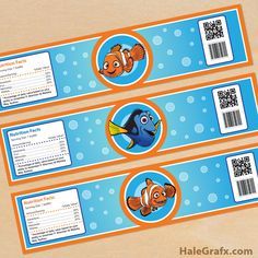 FREE printable Finding Nemo and Dory water bottle labels Paw Patrol Water Bottle, Free Printable Paw Patrol, Printable Paw Patrol, Nemo Baby Shower, Finding Nemo Baby, Finding Dory Birthday Party, Dory Birthday Party, Finding Dory Party, Finding Nemo Party