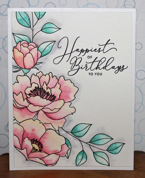 There's a Card for That: Happy Floral Birthday | Delicate Flowers Flower Page Design, Flower Cover Page Design, Floral Cover Page Design, Simple Flower Cards Handmade, Side Boarders Designs For Projects, Flower Front Page Design, Floral Front Page Design, Flower Birthday Card Ideas, Border Flower Designs Drawing