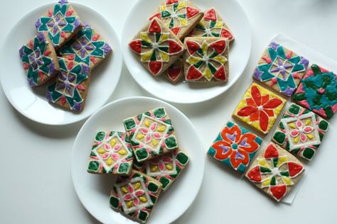 Rangoli Cookies. And They’re Eggless! Diwali Inspiration, Eggless Sugar Cookies, Spice Sugar Cookies, Diwali Snacks, Diwali Sweets, Diwali Food, Edible Crafts, Diwali Party, Party Wall