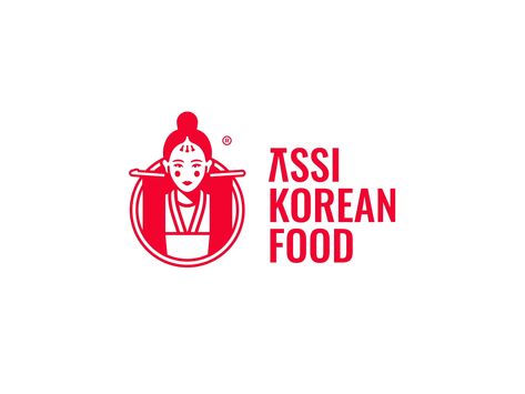 ASSI Korean Food by Mateusz Turbiński Korean Food Graphic Design, Korean Restaurant Branding, Korean Restaurant Logo Design, Japanese Restaurant Logo, Korea Logo, Asian Restaurant Logo, Japan Branding, Korean Logo, Street Food Design