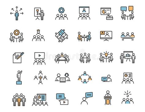 Set of linear business training icons. Workshop icons in simple design. Vector i #Sponsored , #Ad, #AD, #business, #Set, #design, #training