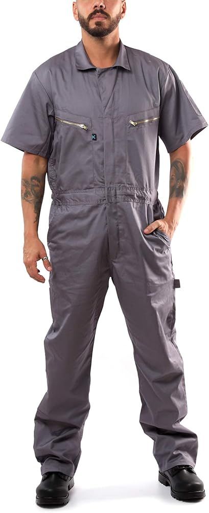 Amazon.com: Kolossus Coveralls for Men Short Sleeve – Blended – Zippered – Pockets – Jumpsuit for men: Clothing, Shoes & Jewelry Jumpsuit For Men, Coverall Men, Pocket Jumpsuit, Jumpsuit Men, Cotton Jumpsuit, Men Clothing, Men Short Sleeve, Parachute Pants, Shoes Jewelry