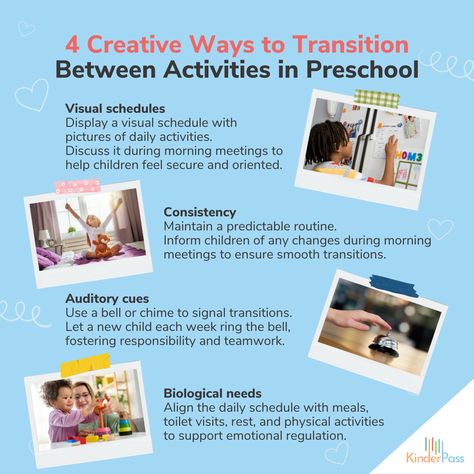 Make transitioning between activities in the classroom a breeze with these 4 creative tips! 🌟

Learn more about KinderPass!
https://kinderpass.com/

[ KinderPass, childcare management app, childcare app, parent app, educator app, early childhood education, childcare tips, parenting tips, preschool activities, classroom routines, emotional regulation, preschool tips ] Childcare Activities Early Childhood, Preschool Activities Classroom, Childcare Tips, Early Childhood Education Resources, Care Management, Visual Schedules, Classroom Routines, Visual Schedule, Childcare Activities