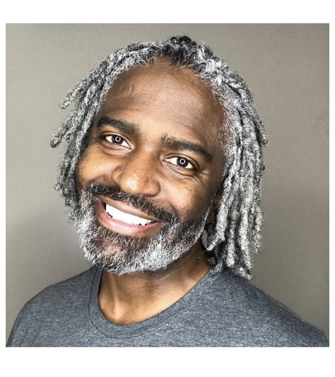 Gray Locs Men, Silver Locs Men, Mens Grey Hairstyles, Gray Locs, Grey Locs, Loc Hairstyles For Men, Bad Beards, Hairstyles For Black Men, Gray Blending