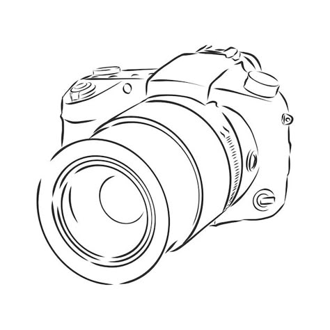 Camera Outline Drawing, Camera Drawing Sketches, Camera Drawing Simple, Camera Drawing Art, Camera Outline, Camera Sketch, Analog Photo, Camera Vector, Camera Tattoos