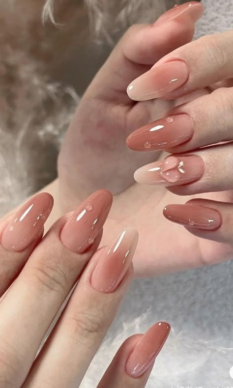 Sheer Nails, Heart Nail Designs, Plain Nails, Hello Nails, Asian Nails, Simple Gel Nails, Minimal Nails, Blush Nails, Pretty Gel Nails