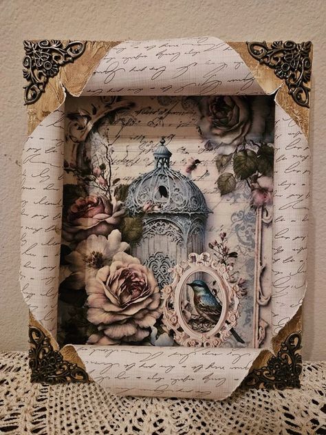 Craftsy Kiosk by Tesh | Here's my take on the busted canvas | Facebook Busted Canvas, Chrismas Crafts, Decoupage On Canvas, Easy Crafts To Sell, Altered Canvas, Canvas Diy, Mixed Media Crafts, Diy Journal Books, Dot Art Painting