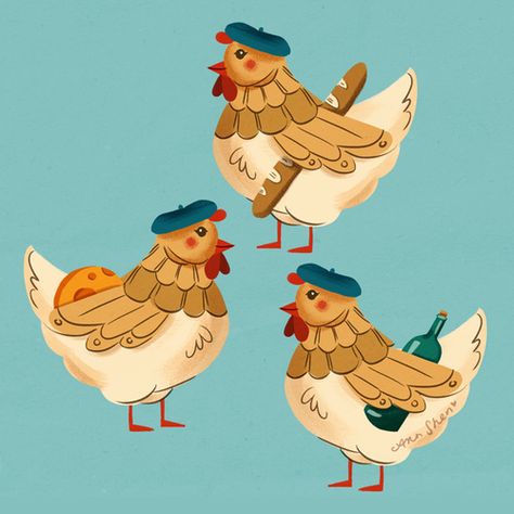 3 French Hens, Three French Hens, French Hens, 12 Days Of Xmas, Chicken Illustration, My True Love, Days To Christmas, French Christmas, Twelve Days Of Christmas