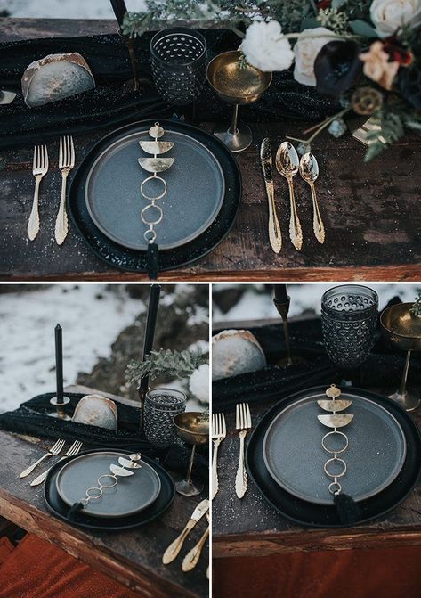 Celestial Wedding Theme, Starry Night Wedding, Moon Wedding, Celestial Wedding, Dark Wedding, Wedding Place Settings, Phases Of The Moon, Moody Wedding, Wedding Tablescapes