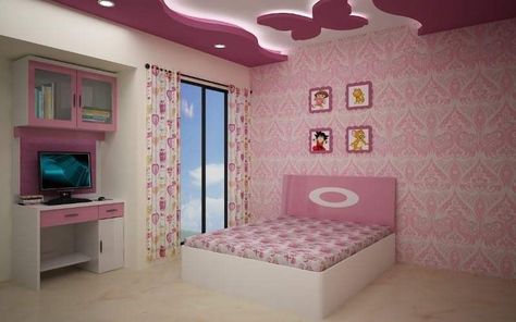 Kids Bedroom Ceiling Design, Kids Bedroom False Ceiling, Ceiling With Stars, Kids Bedroom Ceiling, Butterfly Ceiling, Stylish Kids Bedroom, Room False Ceiling, Kids Ceiling, Bedroom False Ceiling