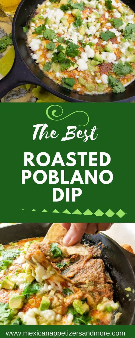 The Best Roasted Poblano Bean Dip recipe you will ever have! The roasted poblano peppers are the star in this amazing dip. Absolutely delicious! #roastedpoblanodip #poblanopeppers #mexicandips | mexicanappetizersandmore.com Bean Dip Recipe, Mexican Dips, Poblano Pepper, Bean Dip Recipes, Roasted Poblano Peppers, Sauces Recipes, Roasted Poblano, South American Recipes, Mexican Side Dishes