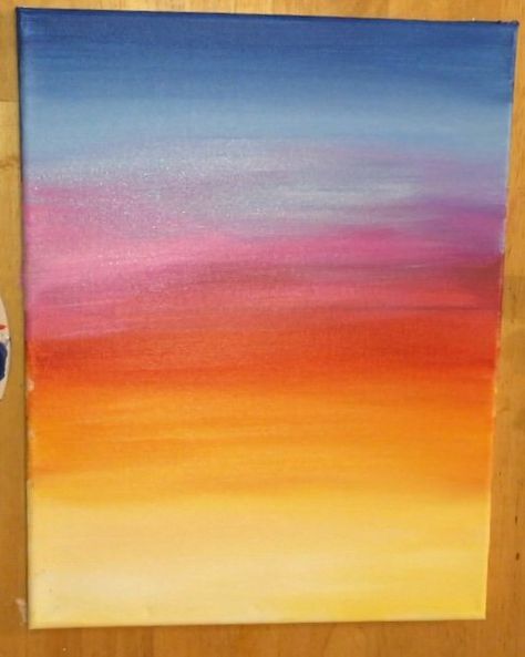 East Sunset Painting, Simple Sunset Watercolor Painting, Beach Sky Painting, Painting Sunsets With Acrylics, How To Paint A Sunrise, Sunset Background Painting, Watercolor Sunset Easy, Painting A Sunset, Sunset On Canvas