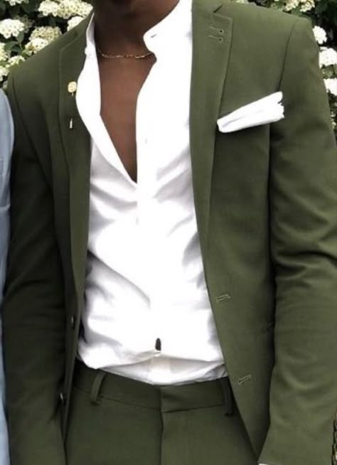 Green Prom Dress With Suit, Prom Suits Green, Green Suit Black Shirt, Green Prom Outfit Men, Cool Prom Suits, Cool Prom Outfits For Guys, Green Prom Suit, Green Suits, Prom Boys Outfit