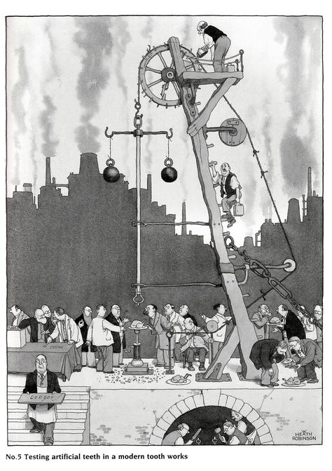 William Heath Robinson Artificial Teeth, William Heath Robinson, Teeth Illustration, Heath Robinson, Photo Puzzle, Wonderful Images, Vintage Magazine, Vintage Humor, Picture Library