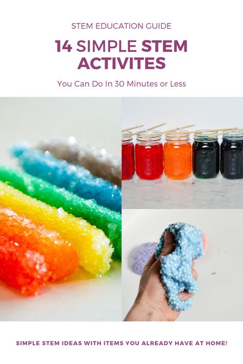 Easy STEM ideas that take 30 minutes or less with items you already have at home! Cool Lava Lamps, Simple Stem Activities, Stem Bins, Fun Stem Activities, Easy Stem, Stem Resources, Stem Ideas, Engineering Activities, Challenge Ideas