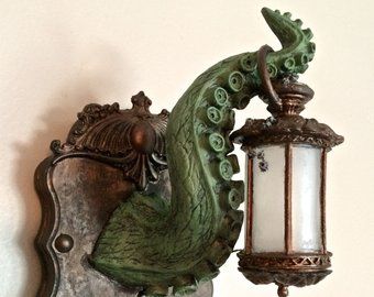 Etsy :: Your place to buy and sell all things handmade Crafting Gifts, Casa Disney, Tanah Liat, Lantern Wall, 다크 판타지, Gothic House, Wall Plaque, Cthulhu, Kraken