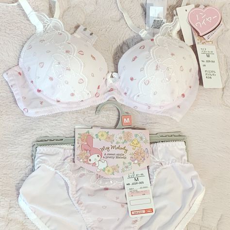 My Melody X Shimamura Bra & Panties Lingerie Set New With Tags, Never Tried On This Is A Size Small, Around 34b. I Know The Hanger Reads "M" (Japan Size) But In Person It Is Basically A Small. Overall, Super Cute Set With A Lacy My Melody Pattern! All Items Shipped With Care Feel Free To Message Me With Any Questions! My Melody Pattern, Pink Babydoll, Bandeau Bra, Babydoll Lingerie, Cute Sets, Pink Bra, Bras And Panties, My Melody, Pink Fashion